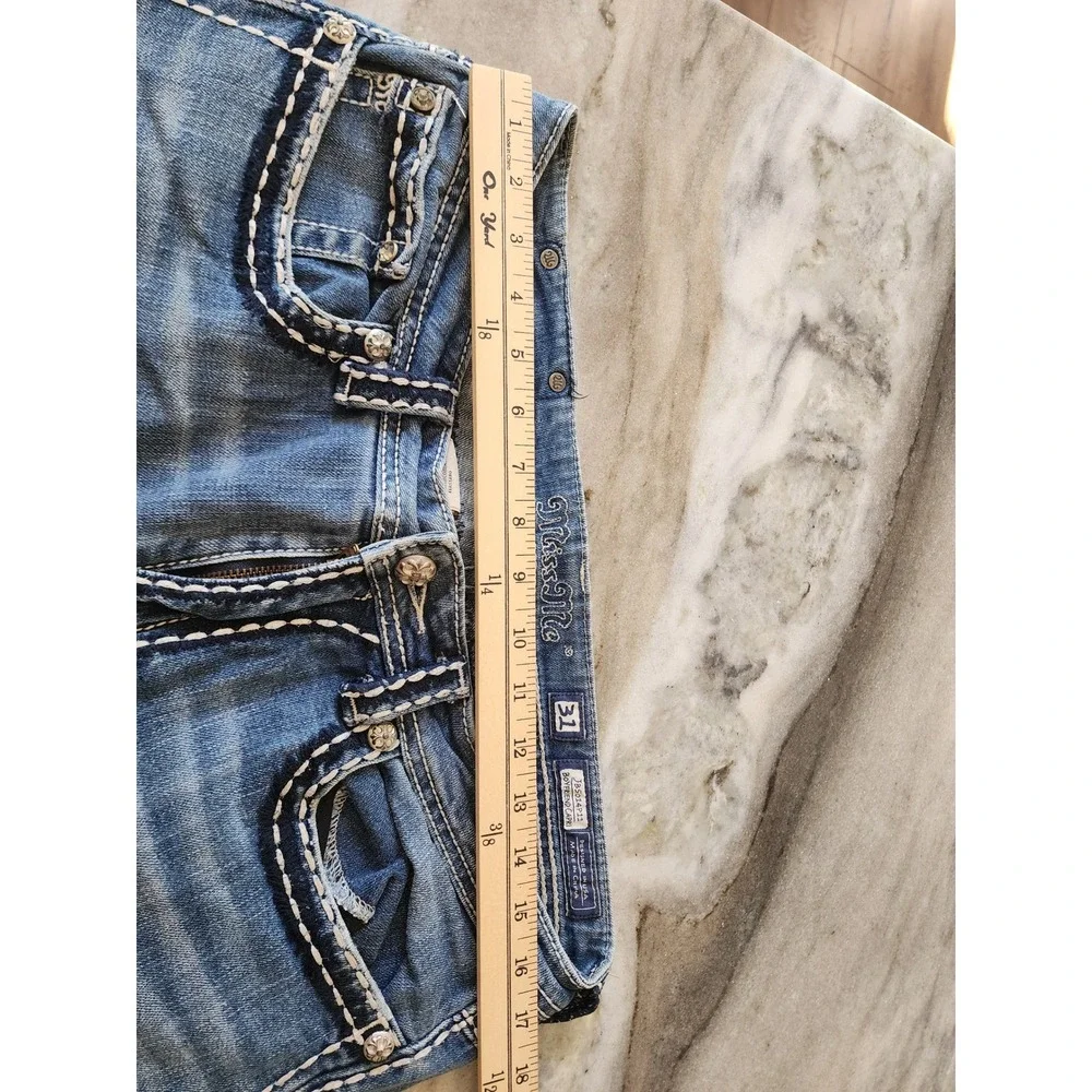 Miss Me Cut Off Bermuda Denim Shorts Medium Wash Blue Size 31